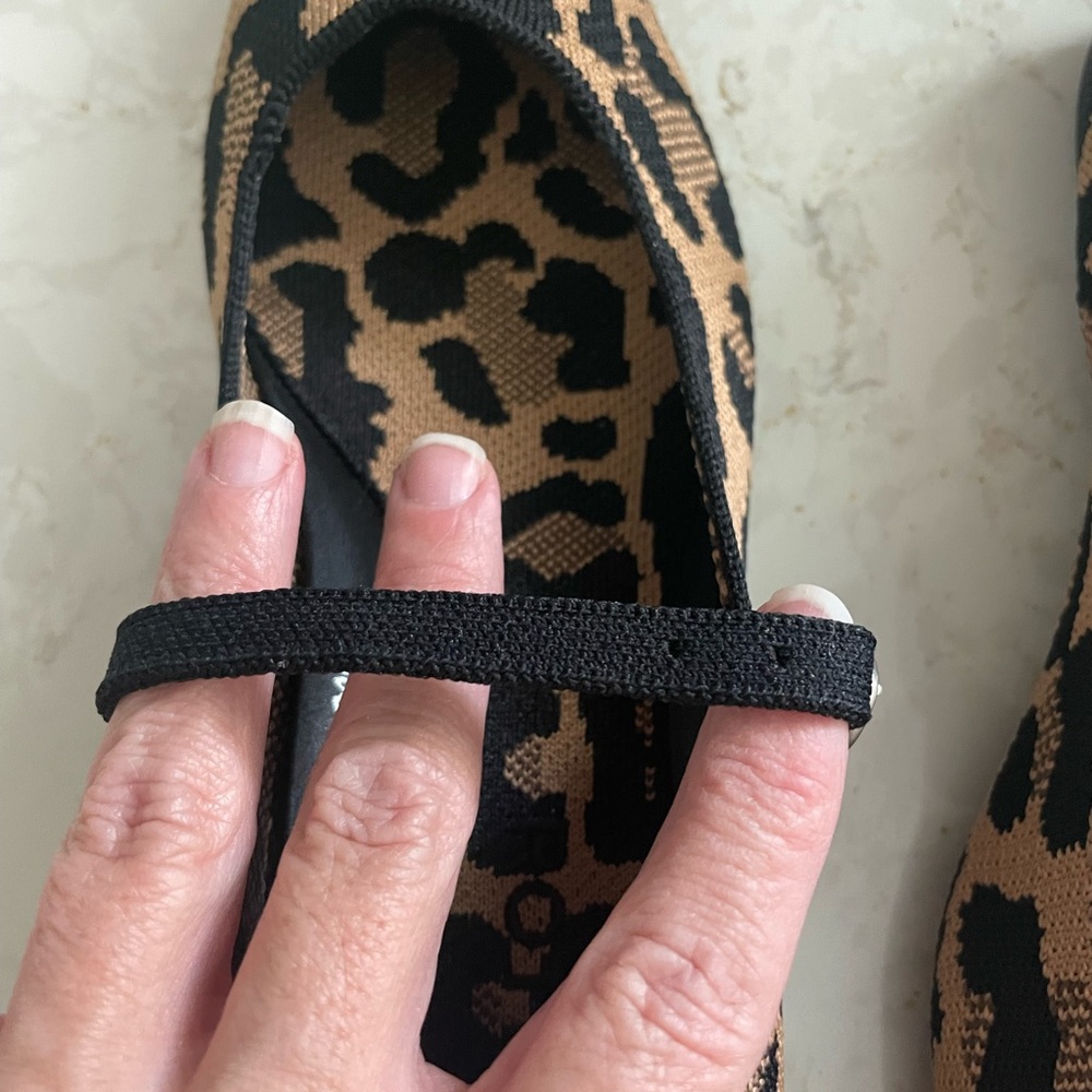 Rothy's Leopard Print Flats with Black Strap - Picture 3 of 6